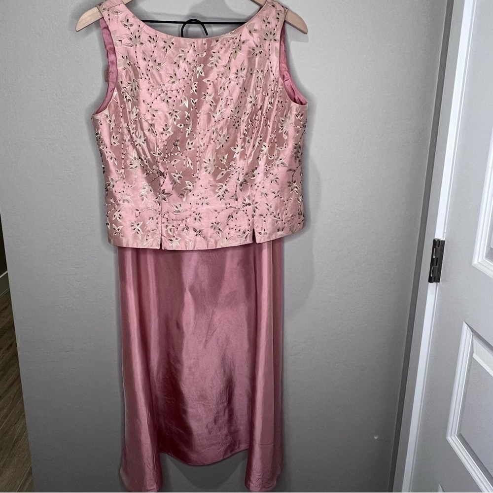 Vintage Dress Pink Sleeveless Formal D Floral Embroidery Beaded Holiday Hoco